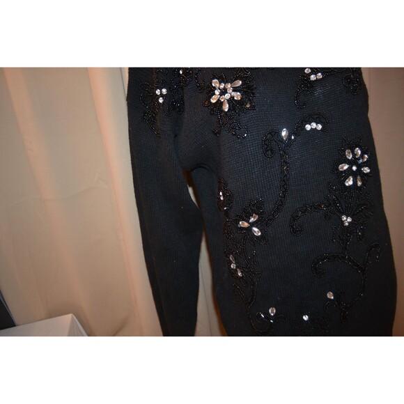 Vintage Dress Black with Rhinestones and Beads - Picture 5 of 7